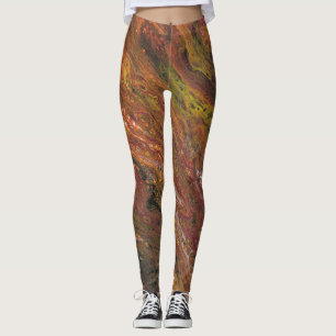 Tabarin 3 Warm Red Green Abstract Leggings