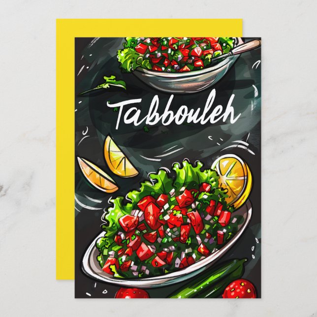 Tabbouleh Delight: Fresh Organic Lebanese تبولة  Invitation (Front/Back)