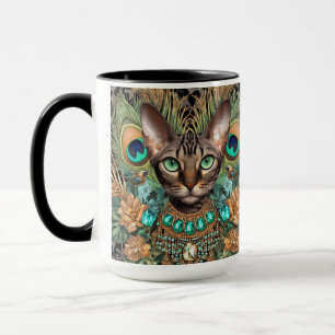 Tabby Bengal Cat Floral Art Mug