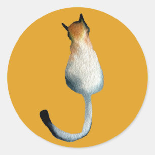 Tabby black and brown cat illustration classic round sticker