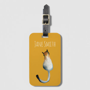 Tabby black and brown cat illustration luggage tag