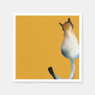 Tabby black and brown cat illustration napkin