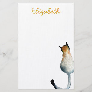 Tabby black and brown cat illustration stationery