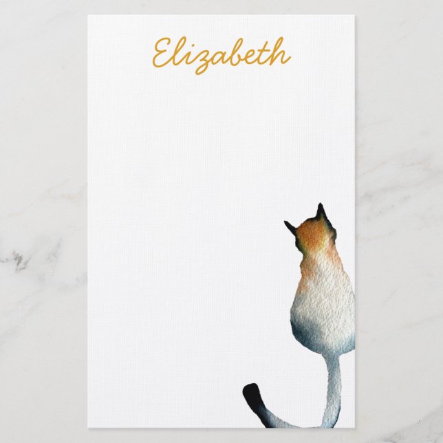 Tabby black and brown cat illustration stationery (Front)