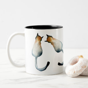 Tabby black and brown cat illustration Two-Tone coffee mug
