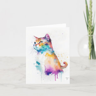 Tabby Cat A Portrait In Watercolors & Pen Holiday Card