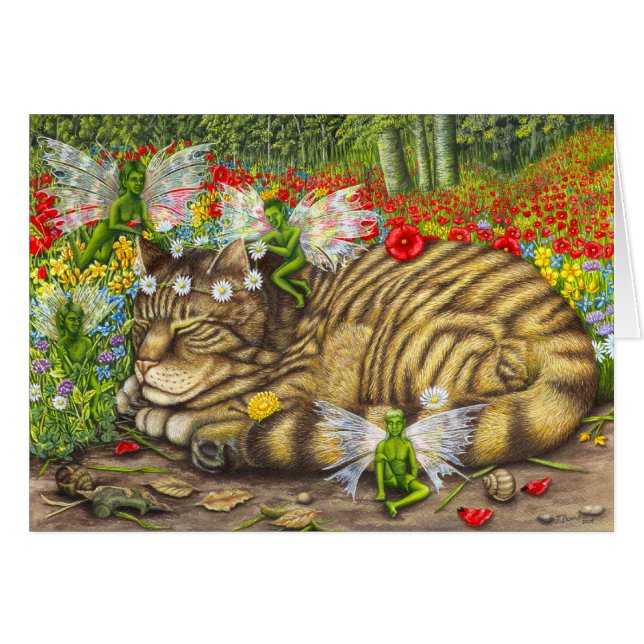 Tabby Cat and Faeries (Front Horizontal)