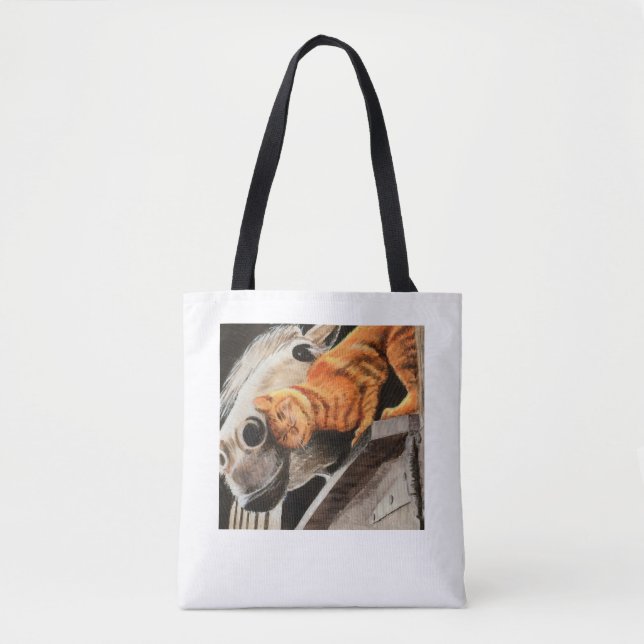 Tabby Cat and Horse Tote Bag (Front)
