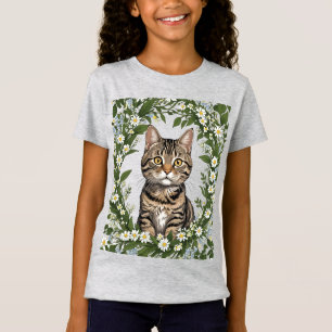 Tabby Cat And Massachusetts Mayflowers 2 T-Shirt
