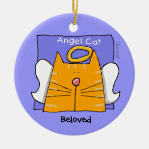 Tabby Cat Angel Keepsake Ceramic Tree Decoration