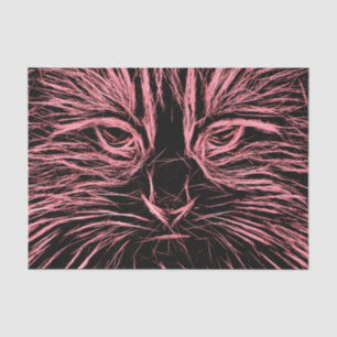 Tabby Cat Art Design Pink Black Decoupage Tissue Paper