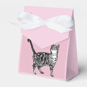 Tabby Cat Art pink Birthday Party Cake Favour Box