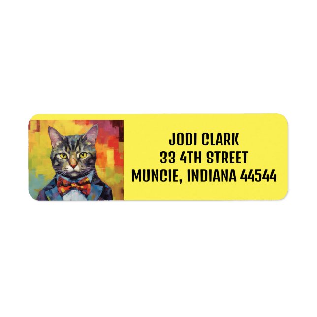 TABBY CAT ART RETURN ADDRESS LABELS (Front)