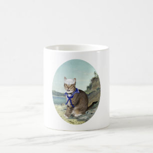 Tabby Cat at the Beach Coffee Mug