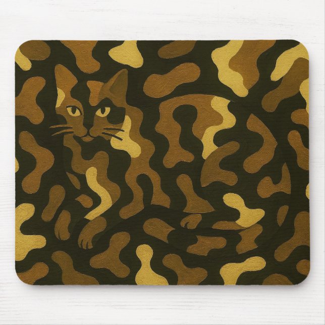 Tabby Cat Camouflage Art Mouse Mat (Front)