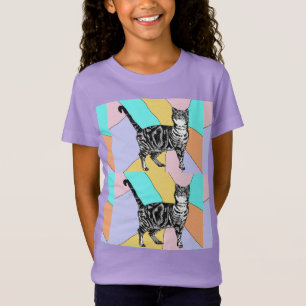 Tabby Cat cats cute striped pets girls T-Shirt