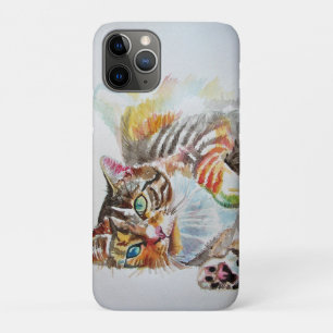 Tabby Cat cats pet art Watercolor Ladies Wallet iPhone 11 Pro Case
