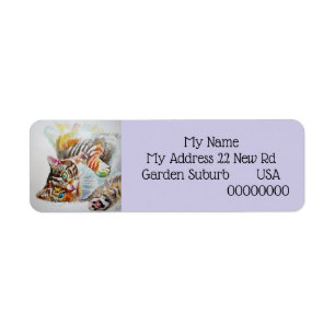 Tabby Cat cats Watercolour Return Address Labels