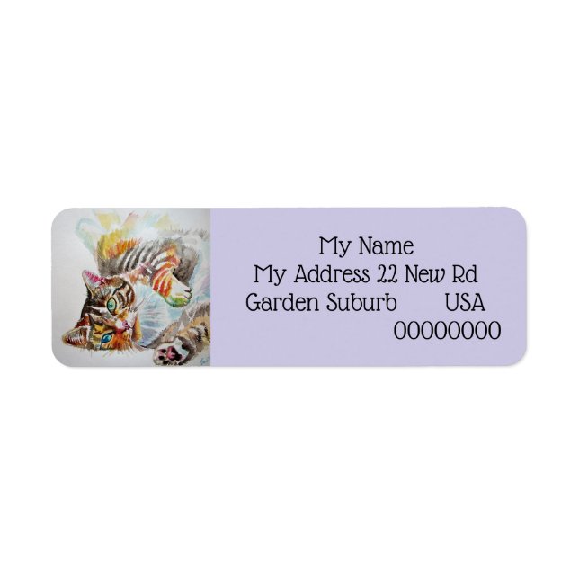 Tabby Cat cats Watercolour Return Address Labels (Front)
