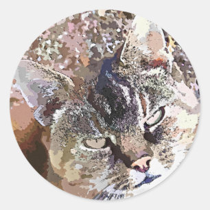 TABBY CAT CLASSIC ROUND STICKER
