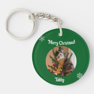 Tabby Cat Customize Photo Name Key Ring