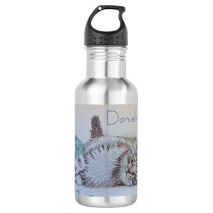 Tabby Cat Cute Aqua Playing Womans Girls 532 Ml Water Bottle