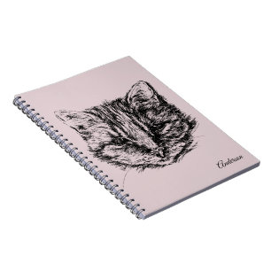 Tabby Cat Drawing Custom Colour Personalised Notebook