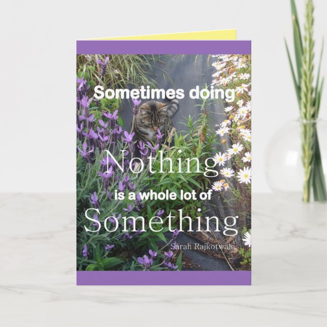 Tabby Cat & Flowers Cute Quote Cats Get Well Card (Front)