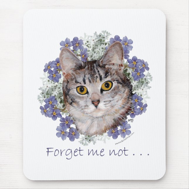 Tabby Cat Forget-Me-Not Mouse Mat (Front)