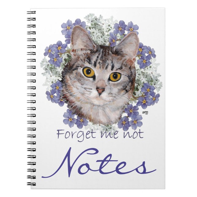 Tabby Cat Forget Me Not Notebook (Front)