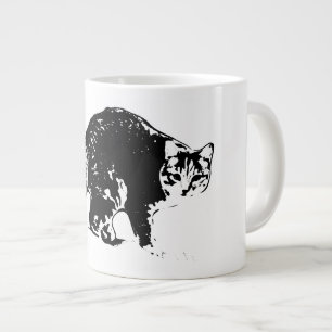 Tabby Cat Full‑Body Black & White Art Mug