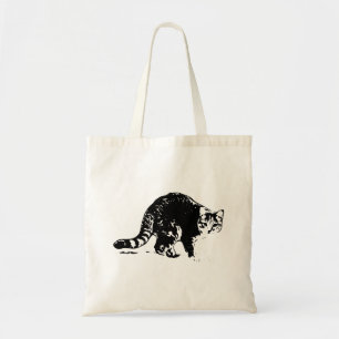 Tabby Cat Full‑Body Black & White Tote Bag