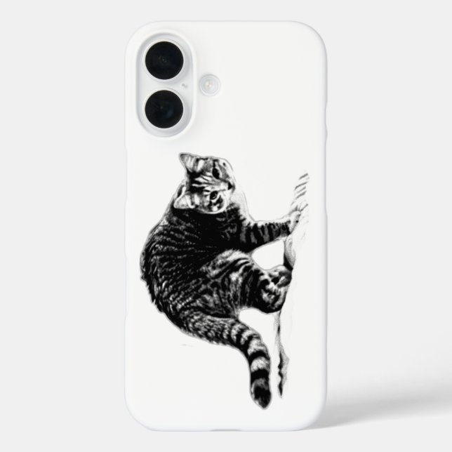 Tabby Cat Full‑Body Monochrome Portrait Case (Back)