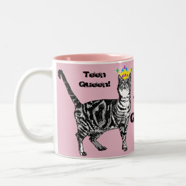 Tabby Cat Funny Teen Queen cats girls gift Mug (Left)