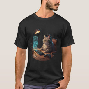 Tabby Cat Gamer Stem Controller Keyboard Gamer Cat T-Shirt