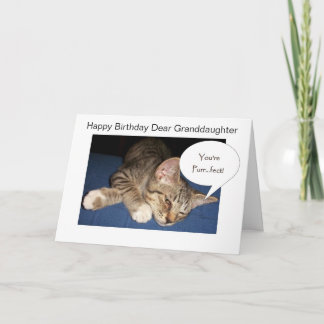 Tabby Cat Granddaughter Personalised Birthday Card