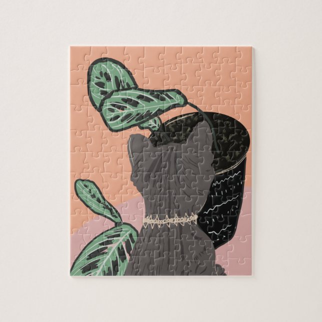 Tabby Cat Grey Plants Thank You  Jigsaw Puzzle (Vertical)