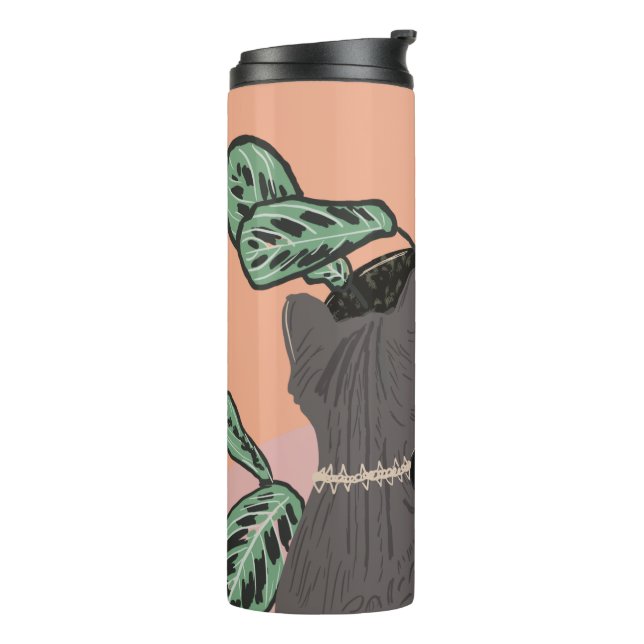 Tabby Cat Grey Plants   Thermal Tumbler (Rotated Left)