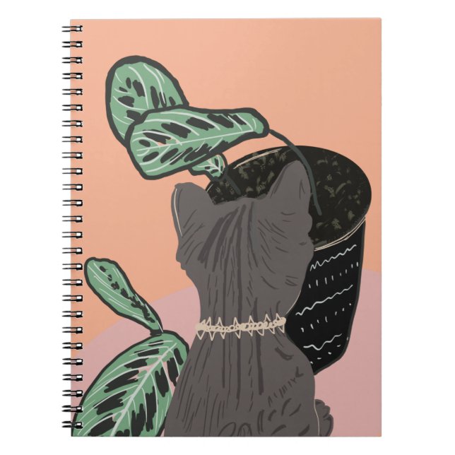 Tabby Cat Grey Plants  Two-Tone     Notebook (Front)