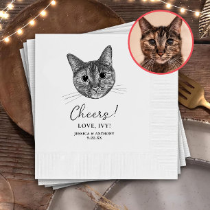 Tabby Cat Hand Drawing Personalised Cheers Napkin