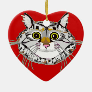 Tabby Cat Heart Ornament
