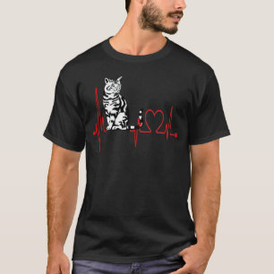 Tabby Cat Heartbeat EKG Funny Cats & Kitten Lovers T-Shirt