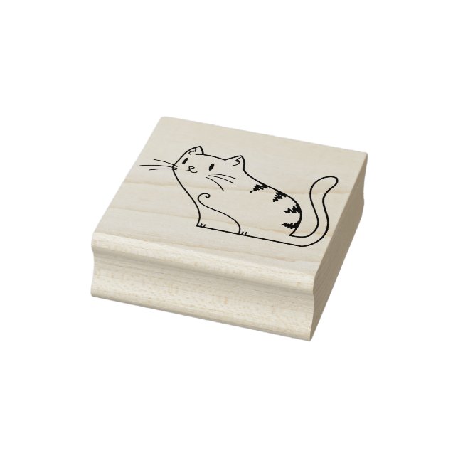 tabby cat illustration art stamp (Stamp)