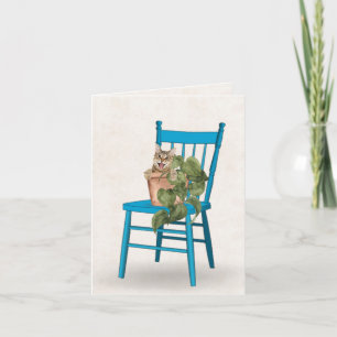 Tabby Cat in Potted Plant Note Card