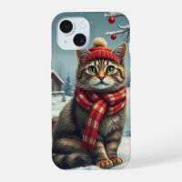 Tabby Cat in Preppy Winter Attire and Hat