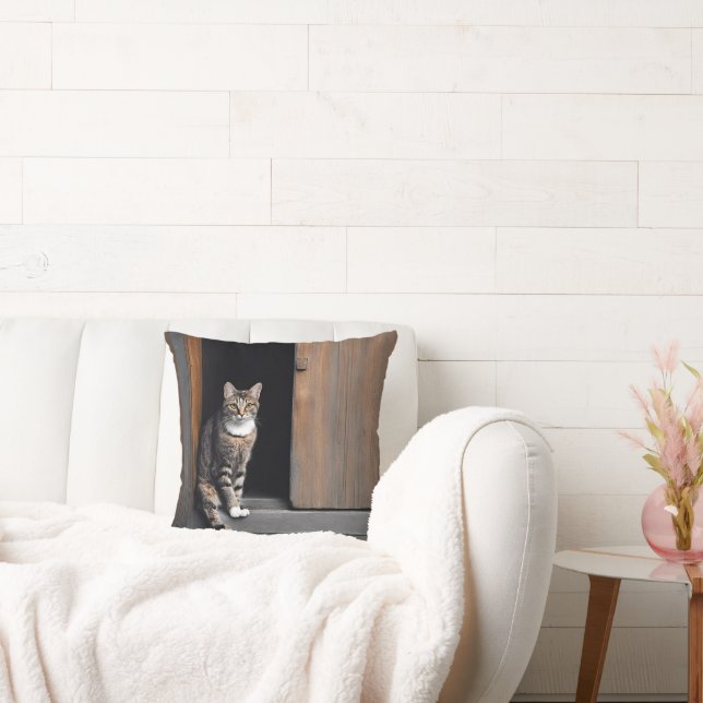 Tabby Cat in Shed Doorway Cushion (Couch)