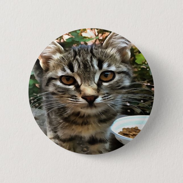 Tabby Cat Kitten Making Eye Contact 6 Cm Round Badge (Front)