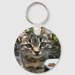 Tabby Cat Kitten Making Eye Contact Key Ring