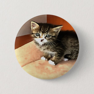 Tabby Cat Kitten Pet Portrait 6 Cm Round Badge