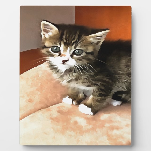 Tabby Cat Kitten Pet Portrait Plaque (Front)